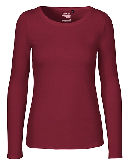 Ladies´ Long Sleeve T-Shirt zum Besticken und Bedrucken in der Farbe Bordeaux mit Ihren Logo, Schriftzug oder Motiv.
