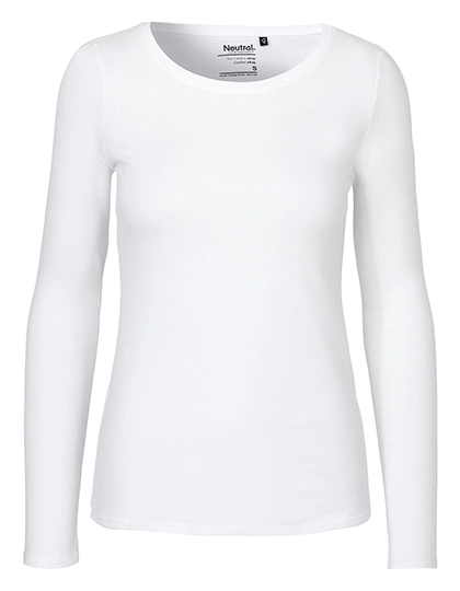 Ladies´ Long Sleeve T-Shirt zum Besticken und Bedrucken in der Farbe White mit Ihren Logo, Schriftzug oder Motiv.
