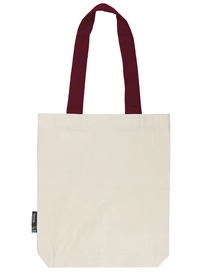 Twill Bag With Contrast Handles zum Besticken und Bedrucken in der Farbe Nature-Bordeaux mit Ihren Logo, Schriftzug oder Motiv.
