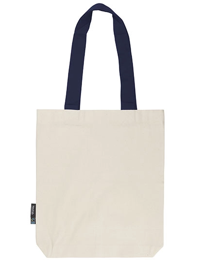 Twill Bag With Contrast Handles zum Besticken und Bedrucken in der Farbe Nature-Navy mit Ihren Logo, Schriftzug oder Motiv.