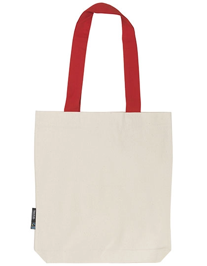 Twill Bag With Contrast Handles zum Besticken und Bedrucken in der Farbe Nature-Red mit Ihren Logo, Schriftzug oder Motiv.