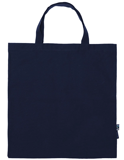 Shopping Bag Short Handles zum Besticken und Bedrucken in der Farbe Navy mit Ihren Logo, Schriftzug oder Motiv.