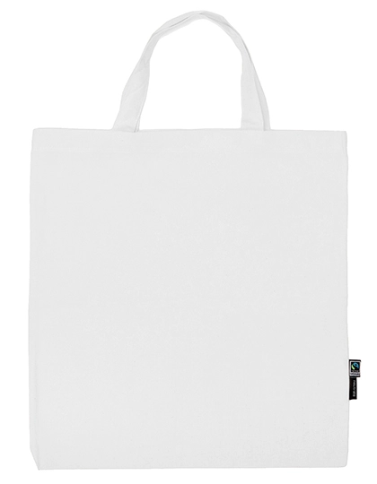 Shopping Bag Short Handles zum Besticken und Bedrucken in der Farbe White mit Ihren Logo, Schriftzug oder Motiv.