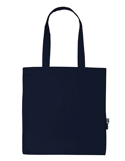 Shopping Bag With Long Handles zum Besticken und Bedrucken in der Farbe Navy mit Ihren Logo, Schriftzug oder Motiv.