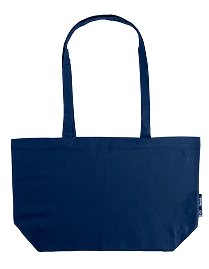 Shopping Bag With Gusset zum Besticken und Bedrucken in der Farbe Navy mit Ihren Logo, Schriftzug oder Motiv.