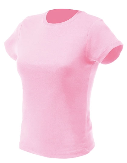 Women´s T-Shirt zum Besticken und Bedrucken in der Farbe Pink mit Ihren Logo, Schriftzug oder Motiv.
