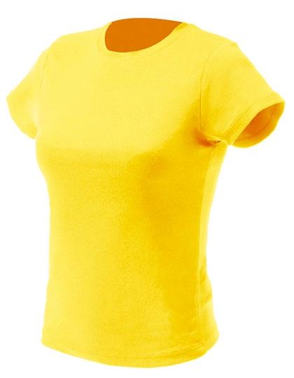 Women´s T-Shirt zum Besticken und Bedrucken in der Farbe Yellow mit Ihren Logo, Schriftzug oder Motiv.