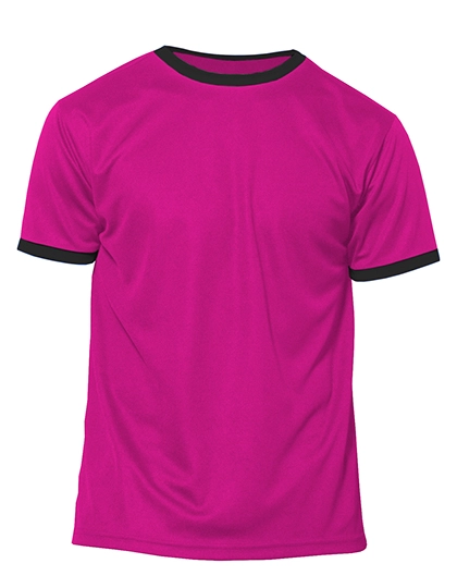 Short Sleeve Sport T-Shirt Action zum Besticken und Bedrucken in der Farbe Fuchsia Fluor-Black mit Ihren Logo, Schriftzug oder Motiv.