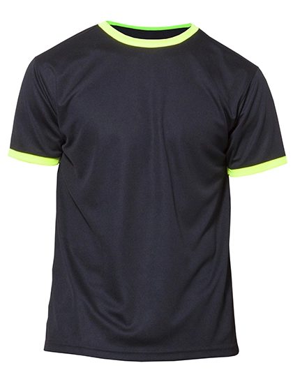 Kids´ Short Sleeve Sport T-Shirt Action zum Besticken und Bedrucken in der Farbe Black-Yellow Fluor mit Ihren Logo, Schriftzug oder Motiv.