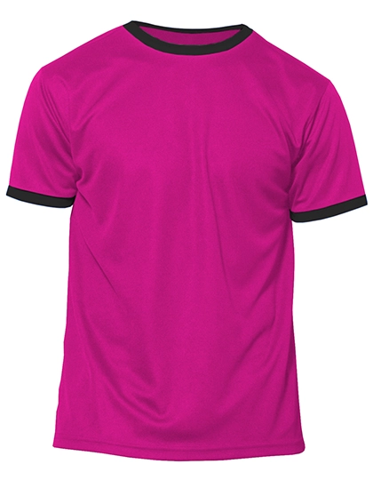Kids´ Short Sleeve Sport T-Shirt Action zum Besticken und Bedrucken in der Farbe Fuchsia Fluor-Black mit Ihren Logo, Schriftzug oder Motiv.
