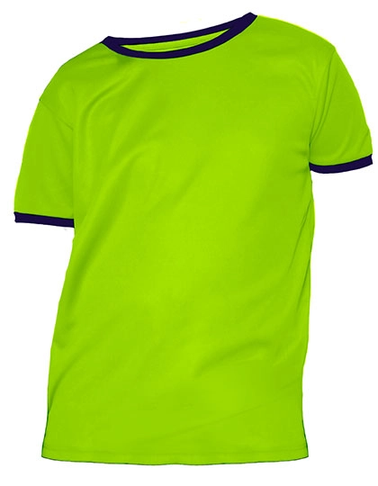 Kids´ Short Sleeve Sport T-Shirt Action zum Besticken und Bedrucken in der Farbe Green Fluor-Navy mit Ihren Logo, Schriftzug oder Motiv.