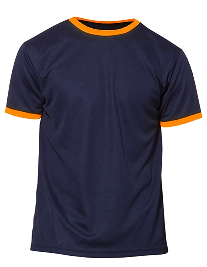 Kids´ Short Sleeve Sport T-Shirt Action zum Besticken und Bedrucken in der Farbe Navy-Orange Fluor mit Ihren Logo, Schriftzug oder Motiv.