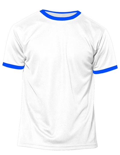 Kids´ Short Sleeve Sport T-Shirt Action zum Besticken und Bedrucken in der Farbe White-Royal Fluor mit Ihren Logo, Schriftzug oder Motiv.