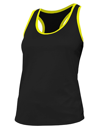 Sport Tank Top Beat zum Besticken und Bedrucken in der Farbe Black-Yellow Fluor mit Ihren Logo, Schriftzug oder Motiv.