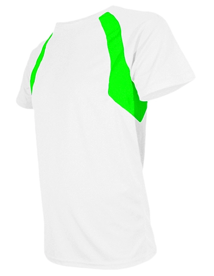 Men´s Sport Shirt Combi zum Besticken und Bedrucken in der Farbe White-Green Fluor mit Ihren Logo, Schriftzug oder Motiv.