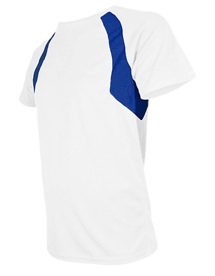 Men´s Sport Shirt Combi zum Besticken und Bedrucken in der Farbe White-Royal Fluor mit Ihren Logo, Schriftzug oder Motiv.