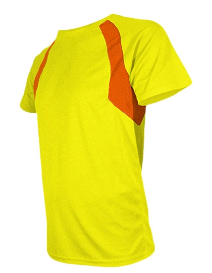 Men´s Sport Shirt Combi zum Besticken und Bedrucken in der Farbe Yellow Fluor-Orange Fluor mit Ihren Logo, Schriftzug oder Motiv.