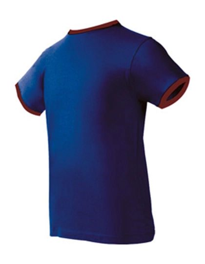 T-Shirt Boston zum Besticken und Bedrucken in der Farbe Deep Blue-Burgundy mit Ihren Logo, Schriftzug oder Motiv.