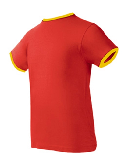 T-Shirt Boston zum Besticken und Bedrucken in der Farbe Red-Yellow mit Ihren Logo, Schriftzug oder Motiv.