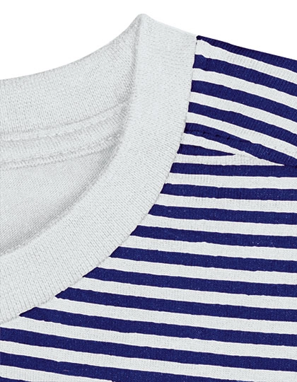 T-Shirt Boston zum Besticken und Bedrucken in der Farbe White-Navy (Striped) mit Ihren Logo, Schriftzug oder Motiv.