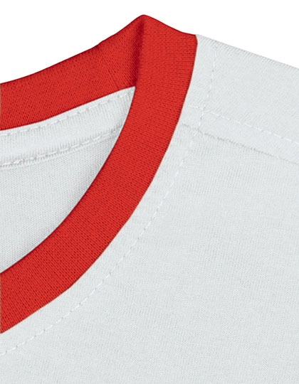 T-Shirt Boston zum Besticken und Bedrucken in der Farbe White-Red mit Ihren Logo, Schriftzug oder Motiv.