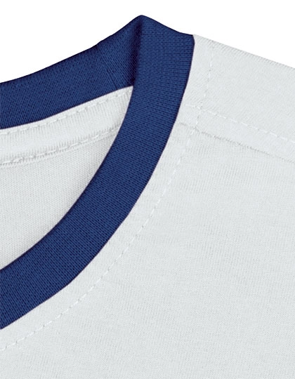 T-Shirt Boston zum Besticken und Bedrucken in der Farbe White-Royal mit Ihren Logo, Schriftzug oder Motiv.