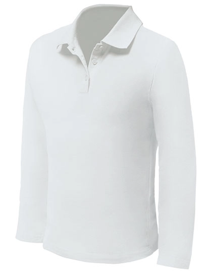 Men´s Polo Long Sleeve zum Besticken und Bedrucken in der Farbe White mit Ihren Logo, Schriftzug oder Motiv.