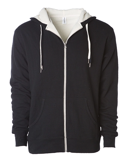 Unisex Sherpa Lined Zip Hooded Jacket zum Besticken und Bedrucken in der Farbe Black-Natural mit Ihren Logo, Schriftzug oder Motiv.