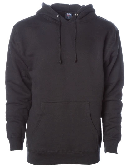 Men´s Heavyweight Hooded Pullover zum Besticken und Bedrucken in der Farbe Black mit Ihren Logo, Schriftzug oder Motiv.