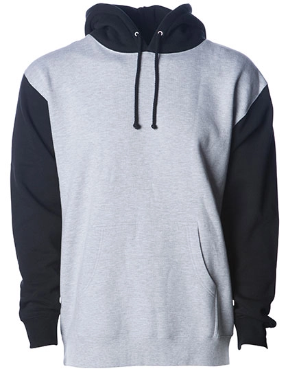Men´s Heavyweight Hooded Pullover zum Besticken und Bedrucken in der Farbe Grey Heather-Black mit Ihren Logo, Schriftzug oder Motiv.