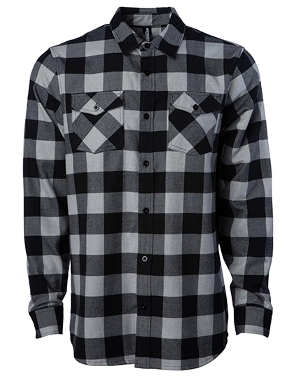 Unisex Flannel Shirt zum Besticken und Bedrucken in der Farbe Grey Heather-Black mit Ihren Logo, Schriftzug oder Motiv.
