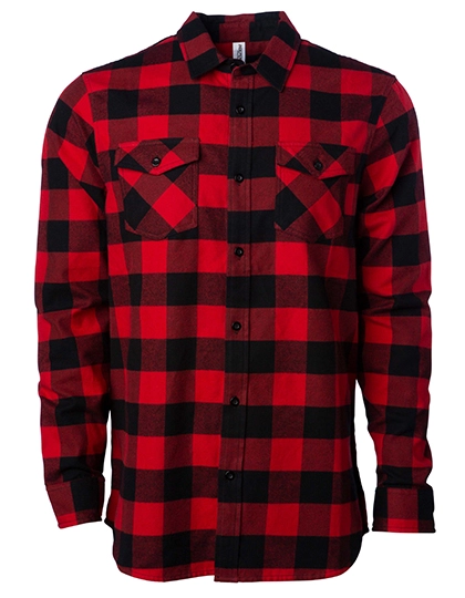 Unisex Flannel Shirt zum Besticken und Bedrucken in der Farbe Red-Black mit Ihren Logo, Schriftzug oder Motiv.