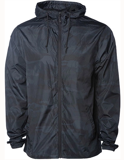 Unisex Lightweight Windbreaker Jacket zum Besticken und Bedrucken in der Farbe Black Camo-Black Camo-Black mit Ihren Logo, Schriftzug oder Motiv.