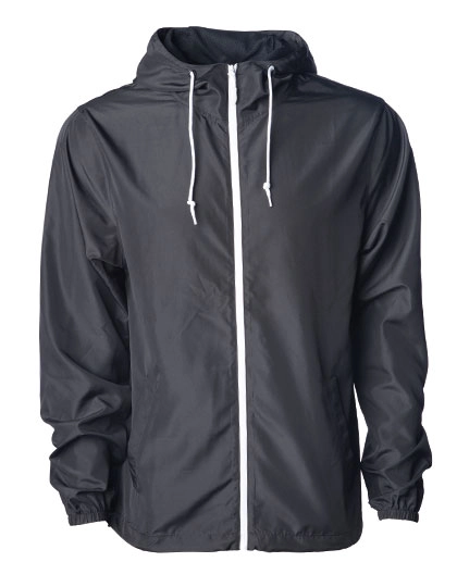 Unisex Lightweight Windbreaker Jacket zum Besticken und Bedrucken in der Farbe Black-Black-White mit Ihren Logo, Schriftzug oder Motiv.