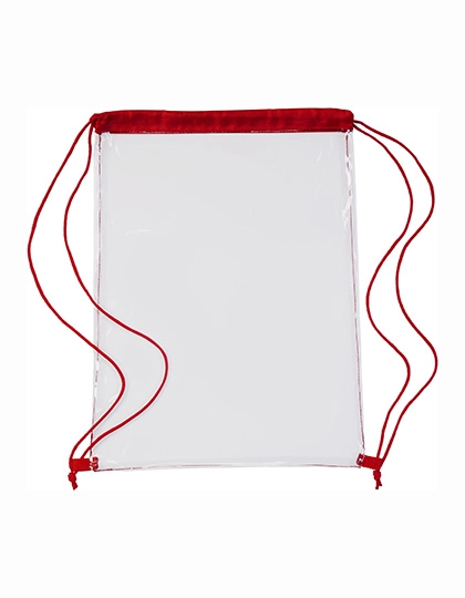 Transparent PVC Drawstring Backpack zum Besticken und Bedrucken in der Farbe Red mit Ihren Logo, Schriftzug oder Motiv.