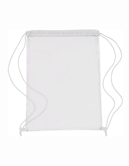 Transparent PVC Drawstring Backpack zum Besticken und Bedrucken in der Farbe White mit Ihren Logo, Schriftzug oder Motiv.