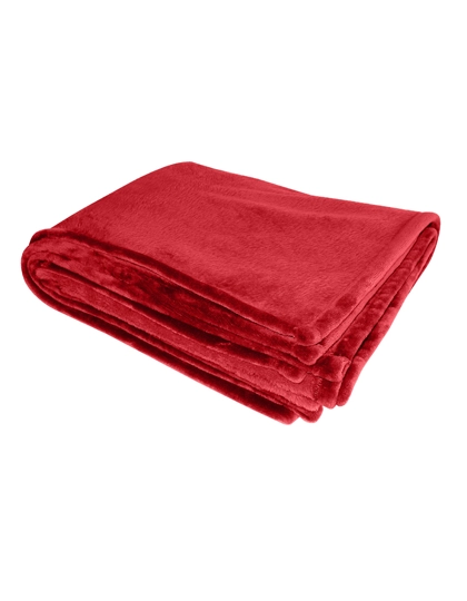 Flanell-Decke zum Besticken und Bedrucken in der Farbe Red mit Ihren Logo, Schriftzug oder Motiv.