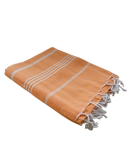 Hamam-Handtuch zum Besticken und Bedrucken in der Farbe Orange mit Ihren Logo, Schriftzug oder Motiv.