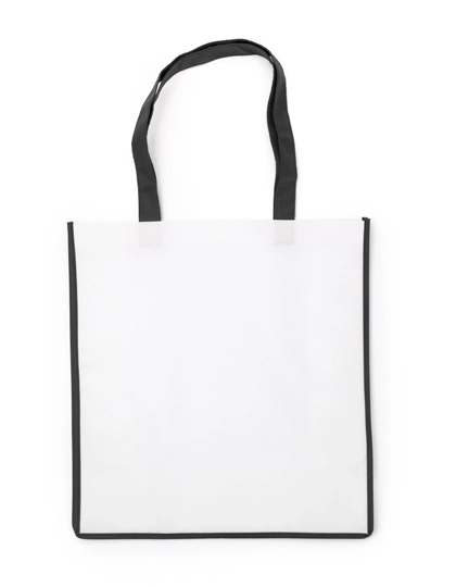 Einkaufstasche Bern zum Besticken und Bedrucken in der Farbe White-Black mit Ihren Logo, Schriftzug oder Motiv.