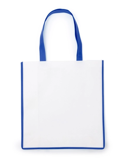Einkaufstasche Bern zum Besticken und Bedrucken in der Farbe White-Cobalt Blue mit Ihren Logo, Schriftzug oder Motiv.