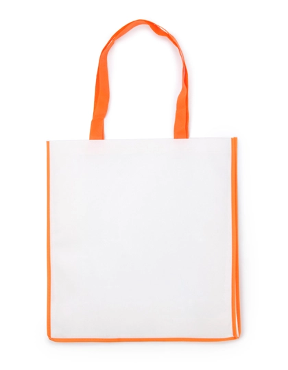 Einkaufstasche Bern zum Besticken und Bedrucken in der Farbe White-Orange mit Ihren Logo, Schriftzug oder Motiv.