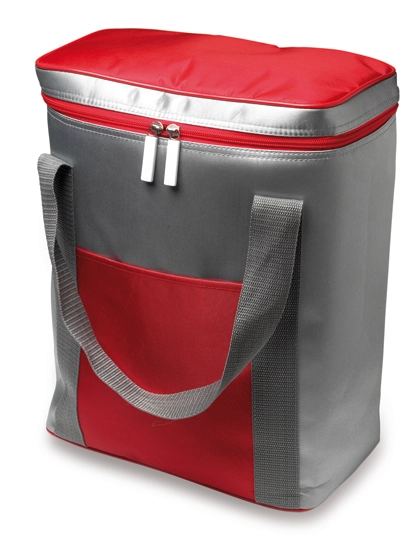 Kühltasche Exeter zum Besticken und Bedrucken in der Farbe Silver-Red mit Ihren Logo, Schriftzug oder Motiv.