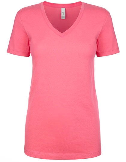 Ladies´ Ideal V-Neck T zum Besticken und Bedrucken in der Farbe Hot Pink mit Ihren Logo, Schriftzug oder Motiv.