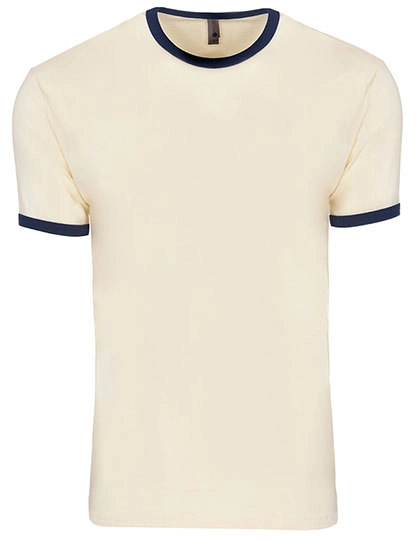 Men´s Ringer T-Shirt zum Besticken und Bedrucken in der Farbe Natural-Midnight Navy mit Ihren Logo, Schriftzug oder Motiv.