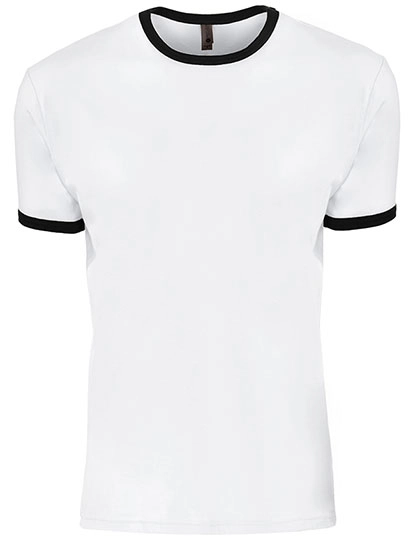 Men´s Ringer T-Shirt zum Besticken und Bedrucken in der Farbe White-Black mit Ihren Logo, Schriftzug oder Motiv.