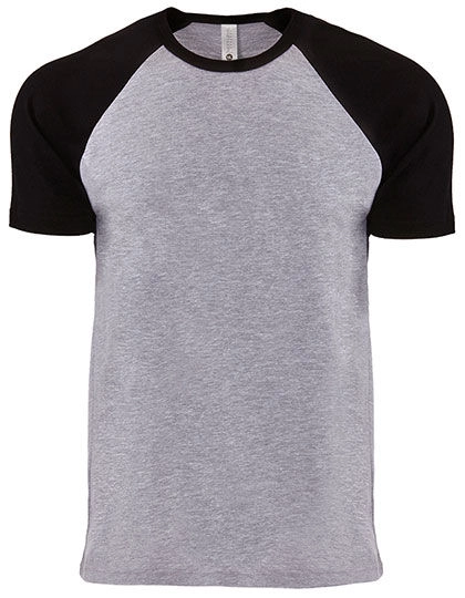 Cotton Raglan T-Shirt zum Besticken und Bedrucken in der Farbe Black-Heather Grey mit Ihren Logo, Schriftzug oder Motiv.