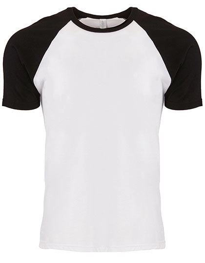 Cotton Raglan T-Shirt zum Besticken und Bedrucken in der Farbe Black-White mit Ihren Logo, Schriftzug oder Motiv.