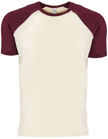Cotton Raglan T-Shirt zum Besticken und Bedrucken in der Farbe Maroon-Natural mit Ihren Logo, Schriftzug oder Motiv.