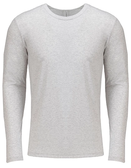 Men´s Long Sleeve Tri-Blend T-Shirt zum Besticken und Bedrucken in der Farbe Heather White (Tri-Blend) mit Ihren Logo, Schriftzug oder Motiv.