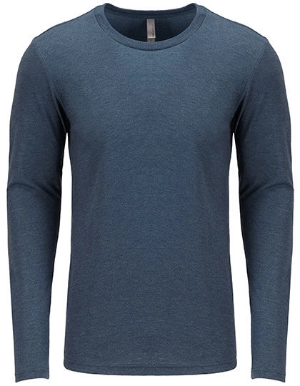 Men´s Long Sleeve Tri-Blend T-Shirt zum Besticken und Bedrucken in der Farbe Indigo (Tri-Blend) mit Ihren Logo, Schriftzug oder Motiv.